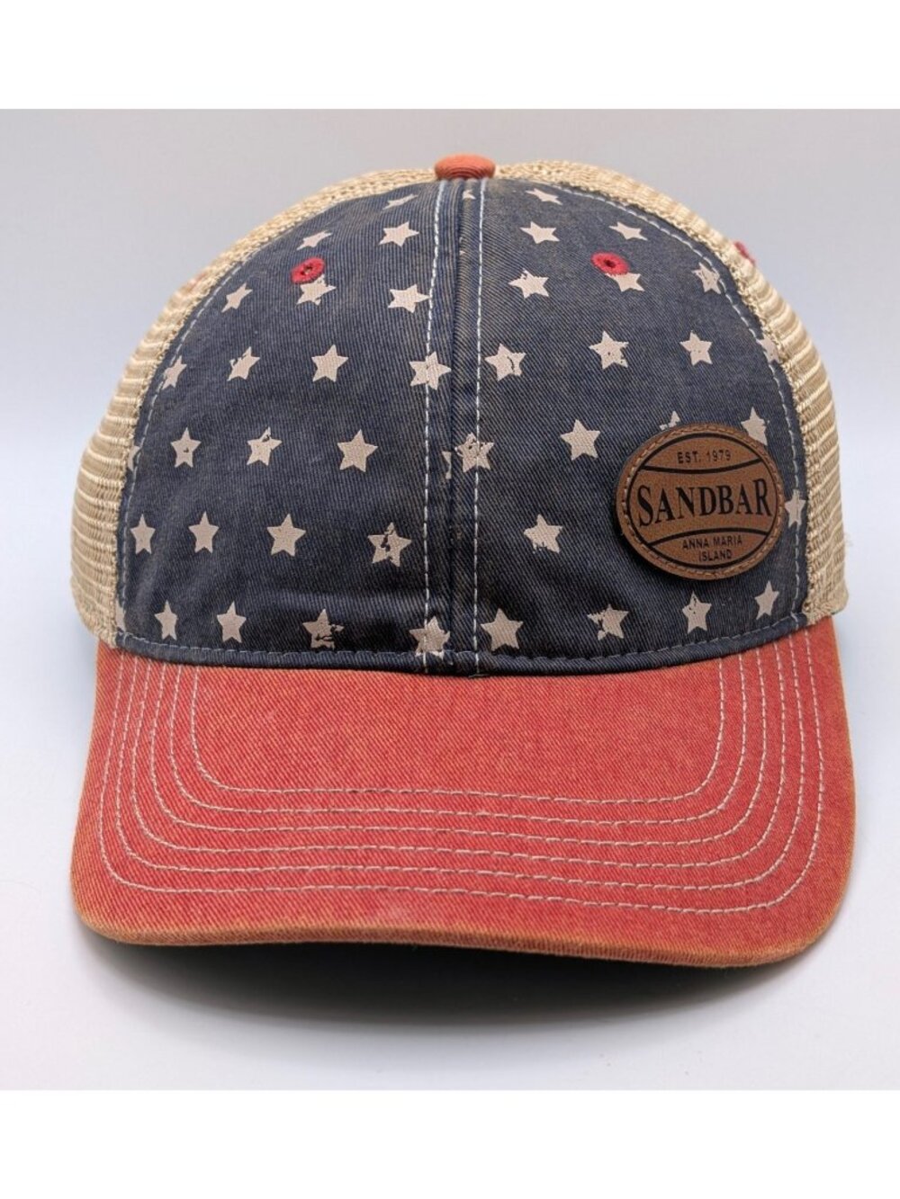 Sandbar Legacy Hat Cap Snapback USA Flag Stars Mesh Anna Maria Island Florida - Picture 2 of 5
